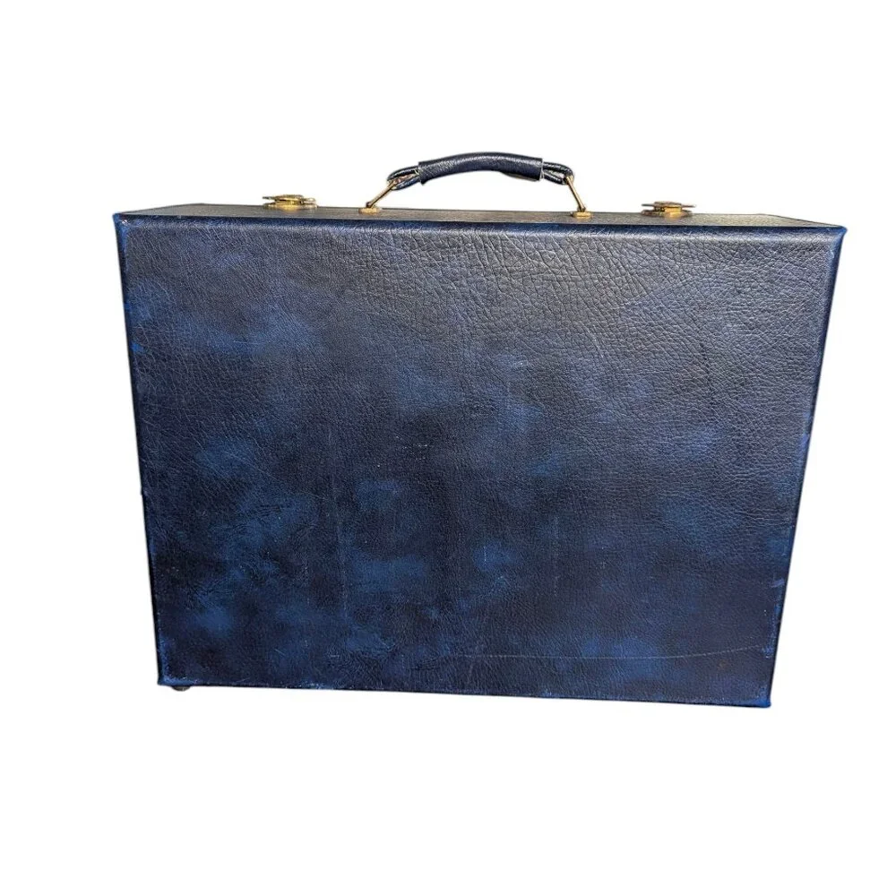 Vintage Blue Faux Leather Briefcase